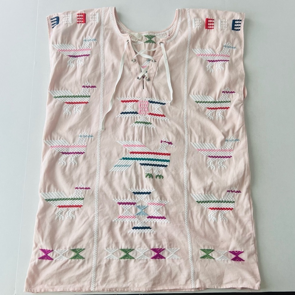 Anthropologie Valiante Panay Embroidered
Caftan Dress Pink Southwest Aztec - Picture 7 of 7